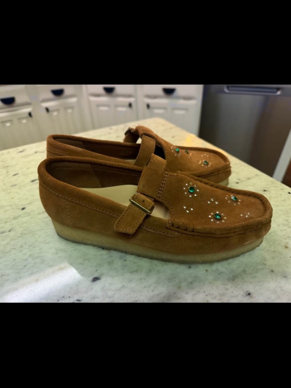 Clarks Originals Women's Wallabee T Bar suede
Brown/Orange-7.5-FR